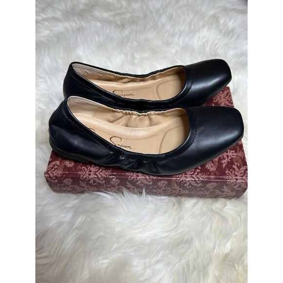 Jessica Simpson Sandaze Black Leather Slip on Travel Flat Size 5 1/2 M (36) - Picture 8 of 9